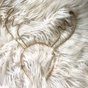 Gold glitter reindeer headband